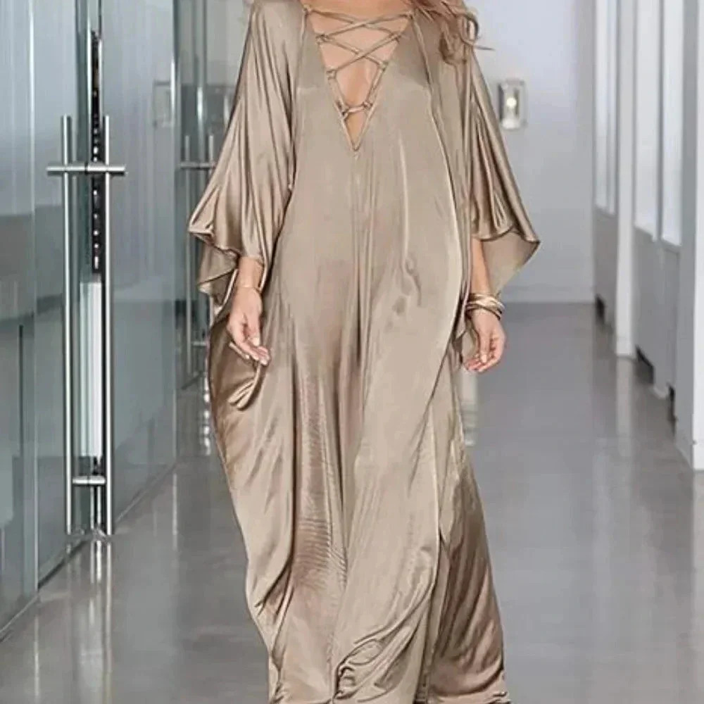 Lace Up Kaftan Dresses for Women Plus Size Turkish Swimsuit Cover Ups